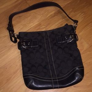 Coach Signature Black Canvas Shoulder Bag